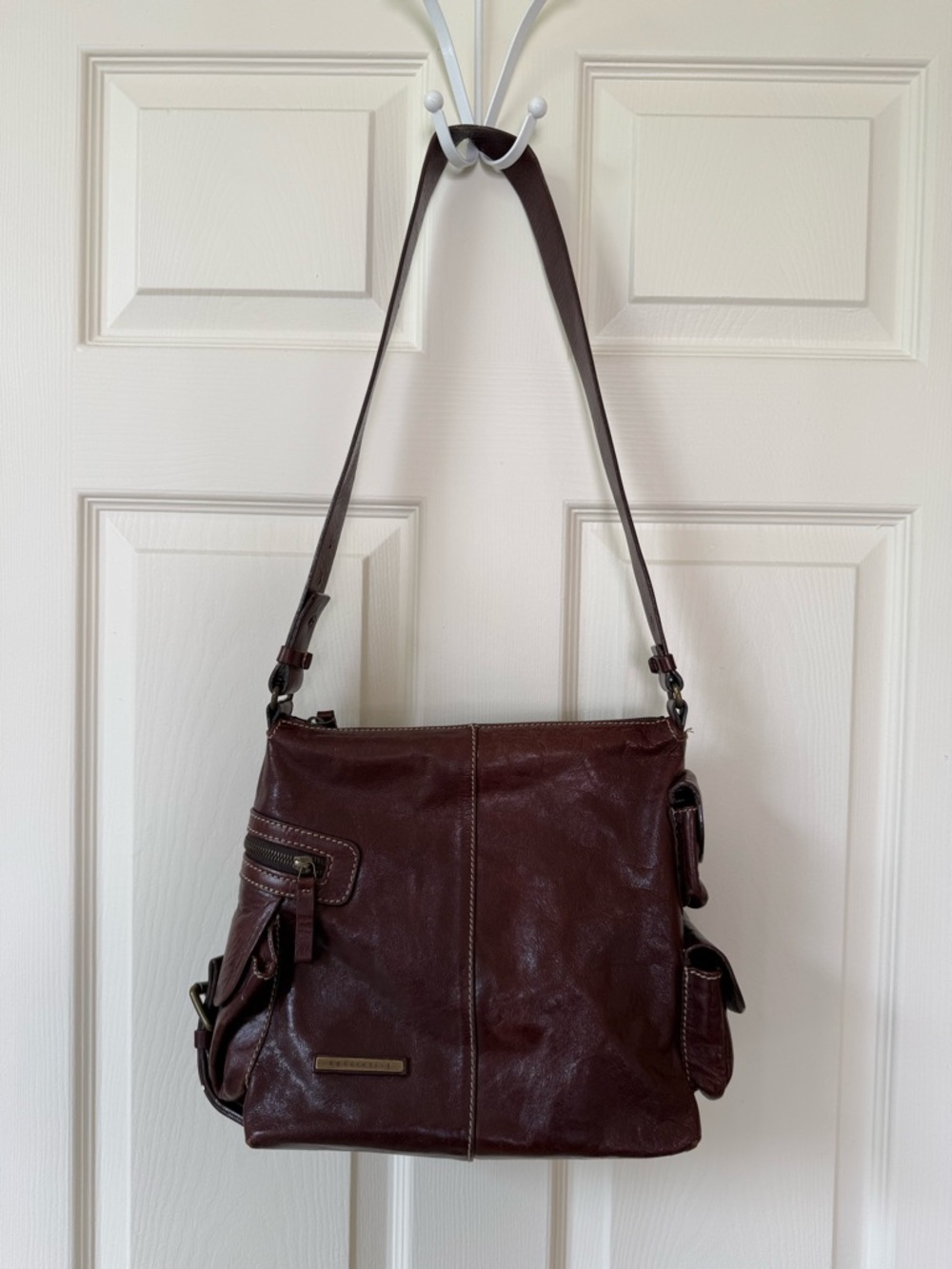 Coccinelle Italy Dark Brown Leather Messenger Bag
